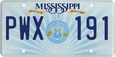 MS license plate PWX191