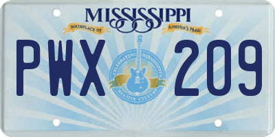 MS license plate PWX209