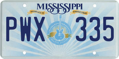 MS license plate PWX335