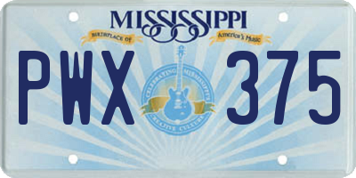 MS license plate PWX375