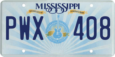 MS license plate PWX408