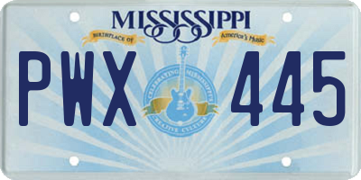 MS license plate PWX445