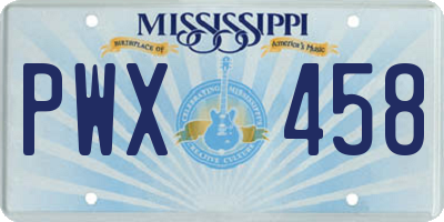 MS license plate PWX458