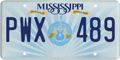 MS license plate PWX489