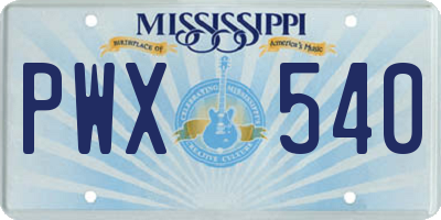 MS license plate PWX540