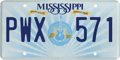 MS license plate PWX571