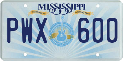 MS license plate PWX600