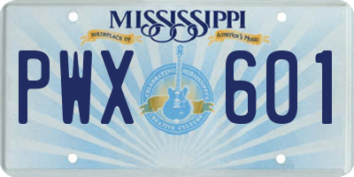 MS license plate PWX601