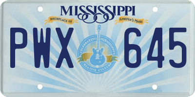 MS license plate PWX645
