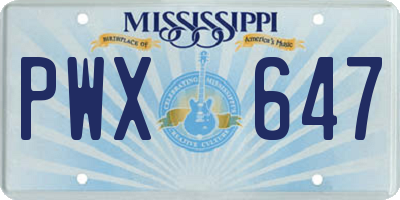 MS license plate PWX647
