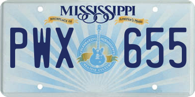MS license plate PWX655
