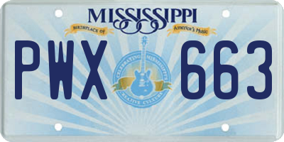 MS license plate PWX663