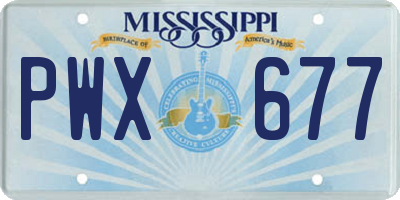 MS license plate PWX677