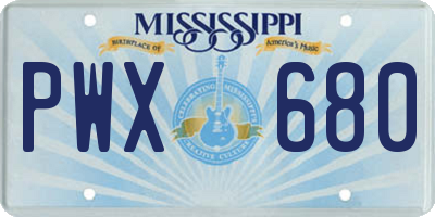 MS license plate PWX680