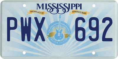 MS license plate PWX692