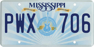 MS license plate PWX706