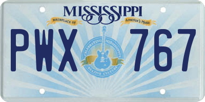 MS license plate PWX767