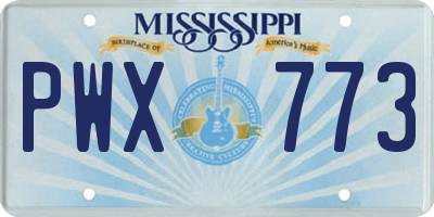 MS license plate PWX773