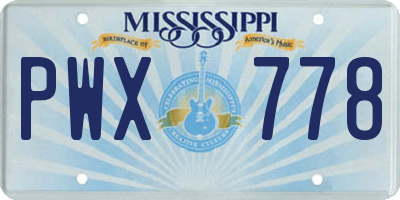 MS license plate PWX778