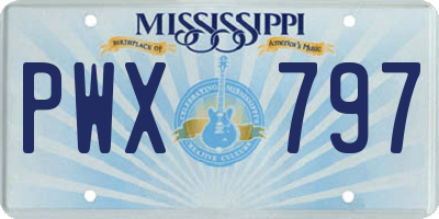 MS license plate PWX797