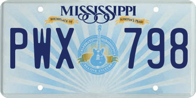 MS license plate PWX798
