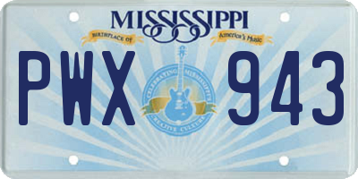 MS license plate PWX943