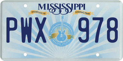 MS license plate PWX978