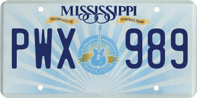 MS license plate PWX989