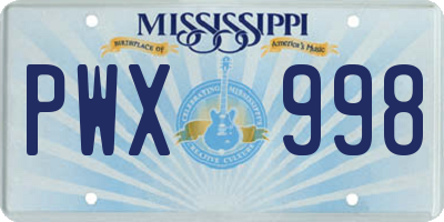 MS license plate PWX998