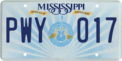 MS license plate PWY017