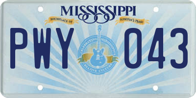 MS license plate PWY043