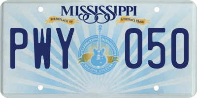MS license plate PWY050