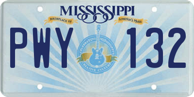 MS license plate PWY132