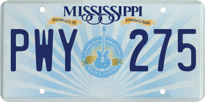 MS license plate PWY275