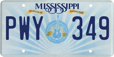 MS license plate PWY349