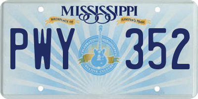 MS license plate PWY352