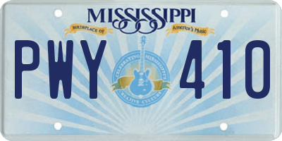 MS license plate PWY410