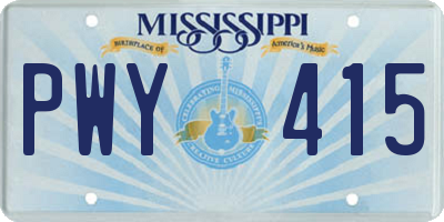 MS license plate PWY415