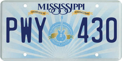 MS license plate PWY430