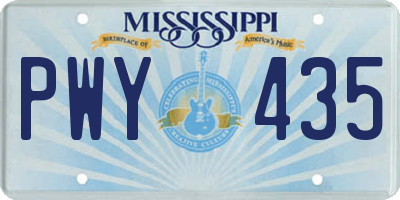 MS license plate PWY435