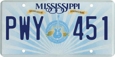 MS license plate PWY451