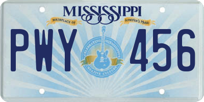 MS license plate PWY456
