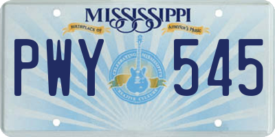 MS license plate PWY545