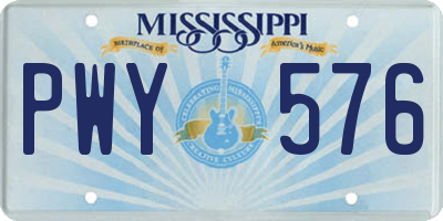 MS license plate PWY576