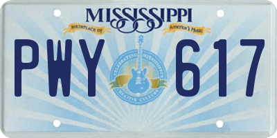MS license plate PWY617