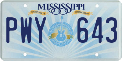 MS license plate PWY643