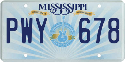 MS license plate PWY678