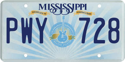 MS license plate PWY728