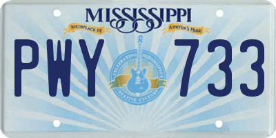 MS license plate PWY733