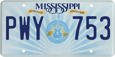 MS license plate PWY753